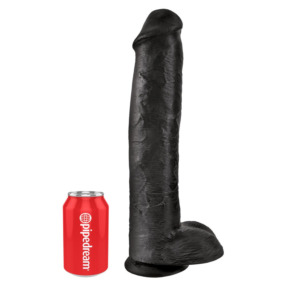 Suction Base Dildos King Cock 15 Inch Cock with Balls Black   