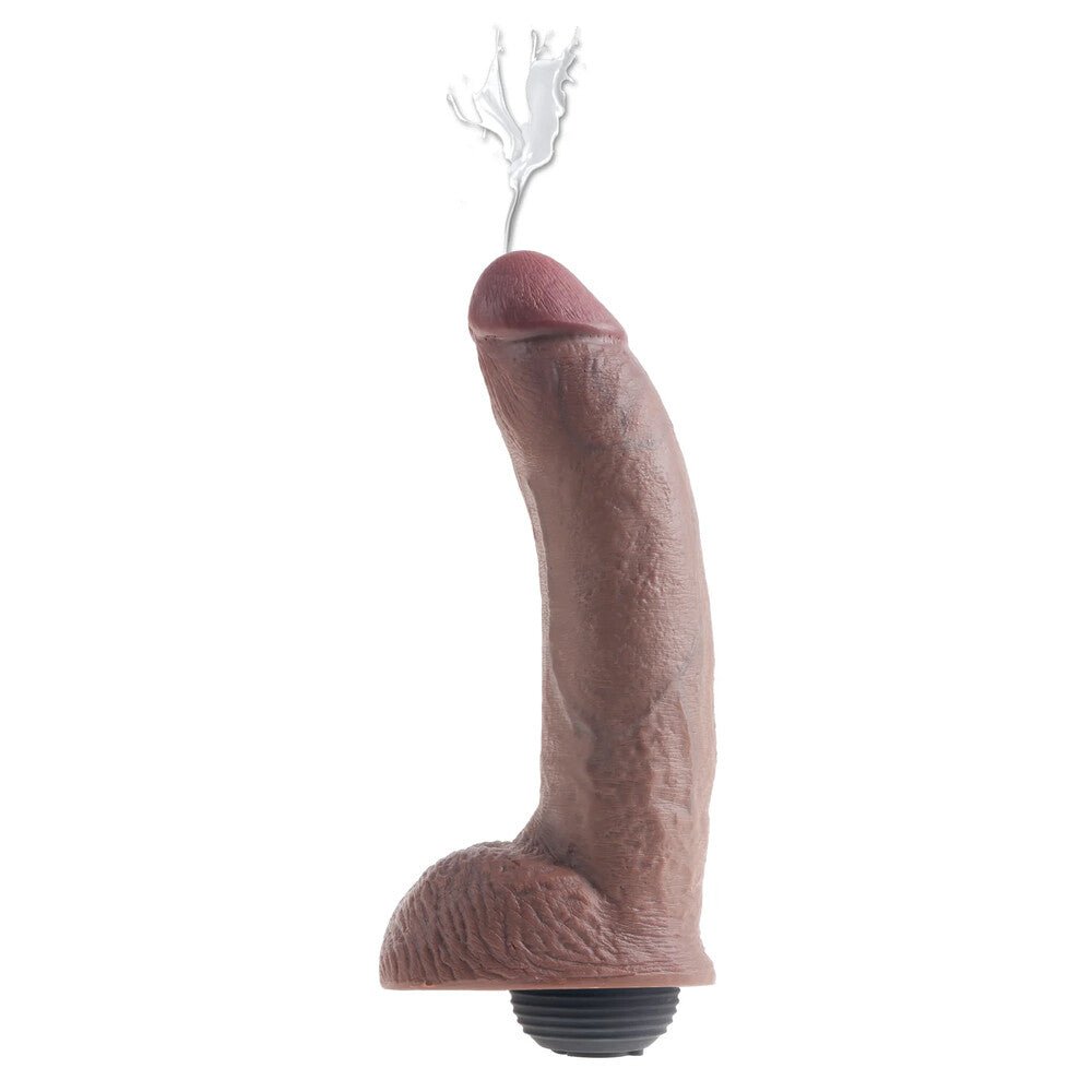 > Realistic Dildos and Vibes > Squirting Dildos King Cock 9 Inch Squirting Cock With Balls Brown   