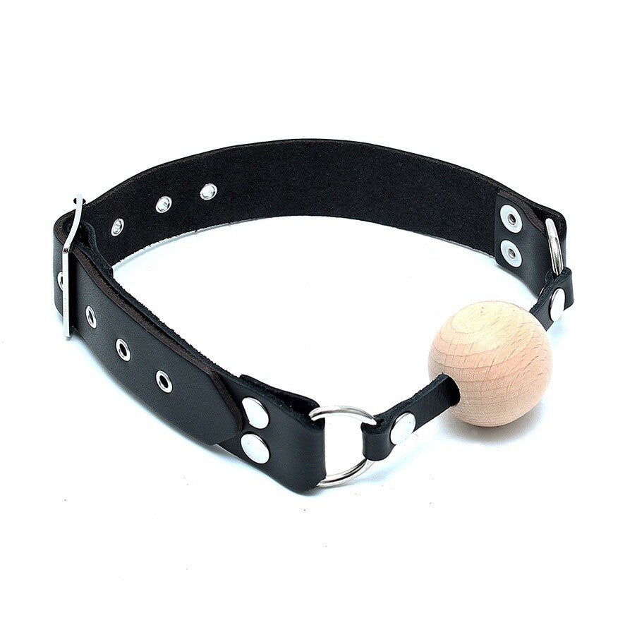 > Bondage Gear > Gags and Bits Leather Gag With Wooden Ball   