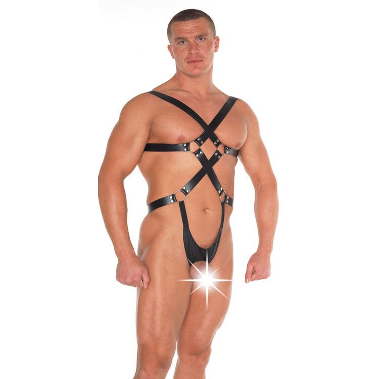 > Clothes > Leather Leather Strappy Bondage Teddy   