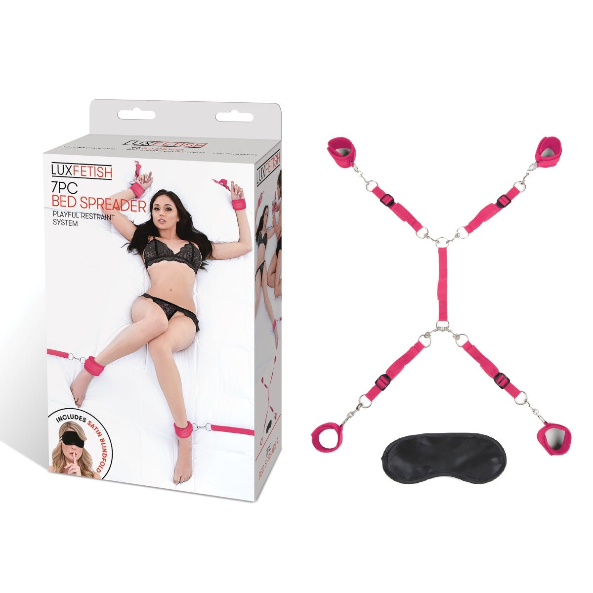 Bondage Kits Lux Fetish 7 Piece Bed Spreader Playful Restraint System   