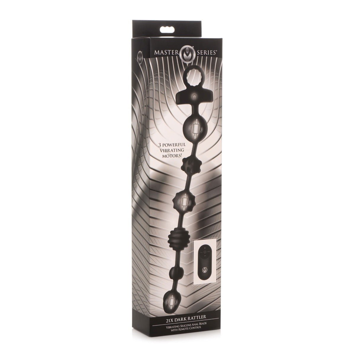 Anal Beads Master Series 10X Dark Rattler Black Vibrating Silicone Anal Beads with Remote   