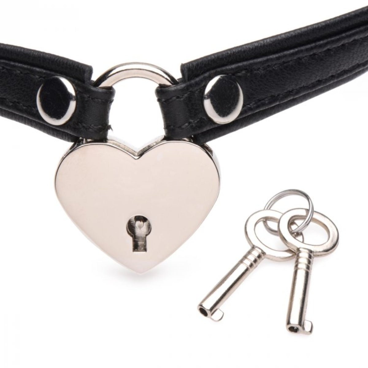 Collars & Leads Master Series Heart Lock Choker With Keys Black   