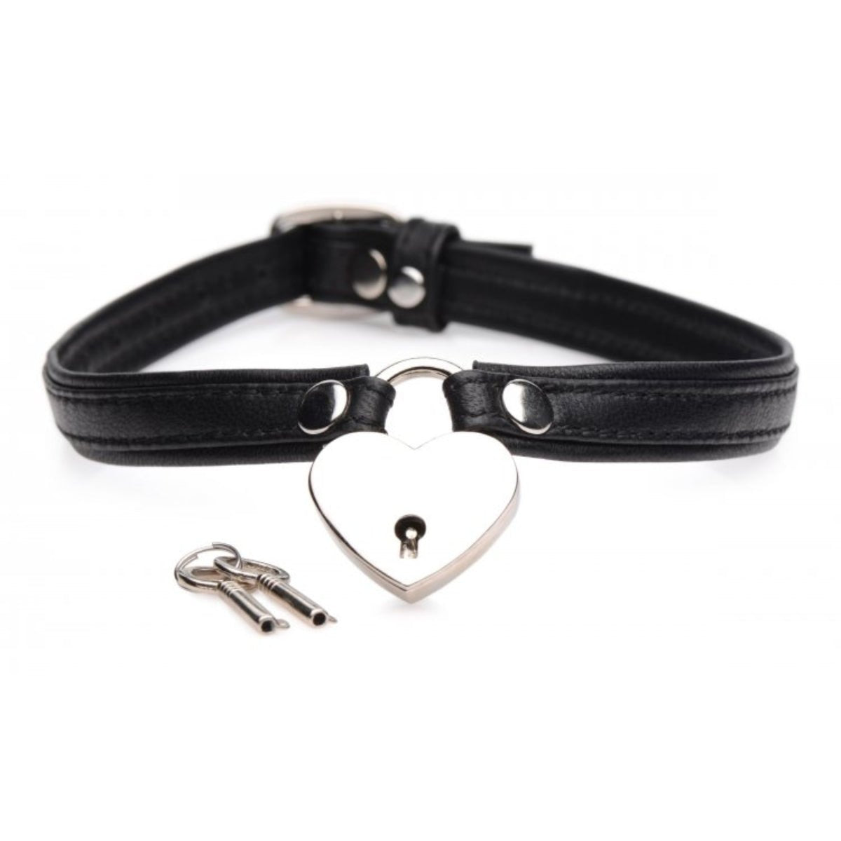 Collars & Leads Master Series Heart Lock Choker With Keys Black   