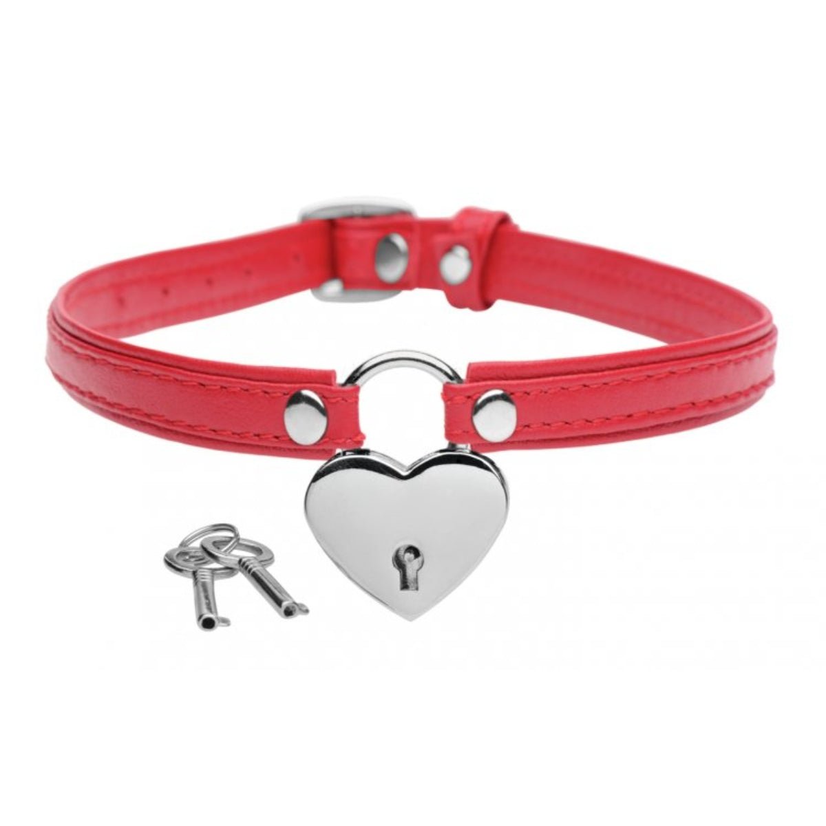 Collars & Leads Master Series Heart Lock Choker With Keys Red   