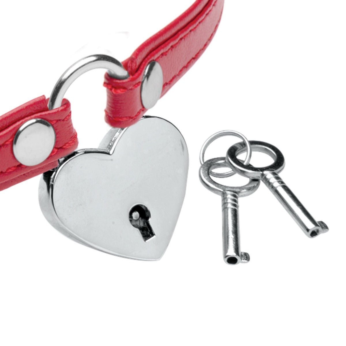 Collars & Leads Master Series Heart Lock Choker With Keys Red   