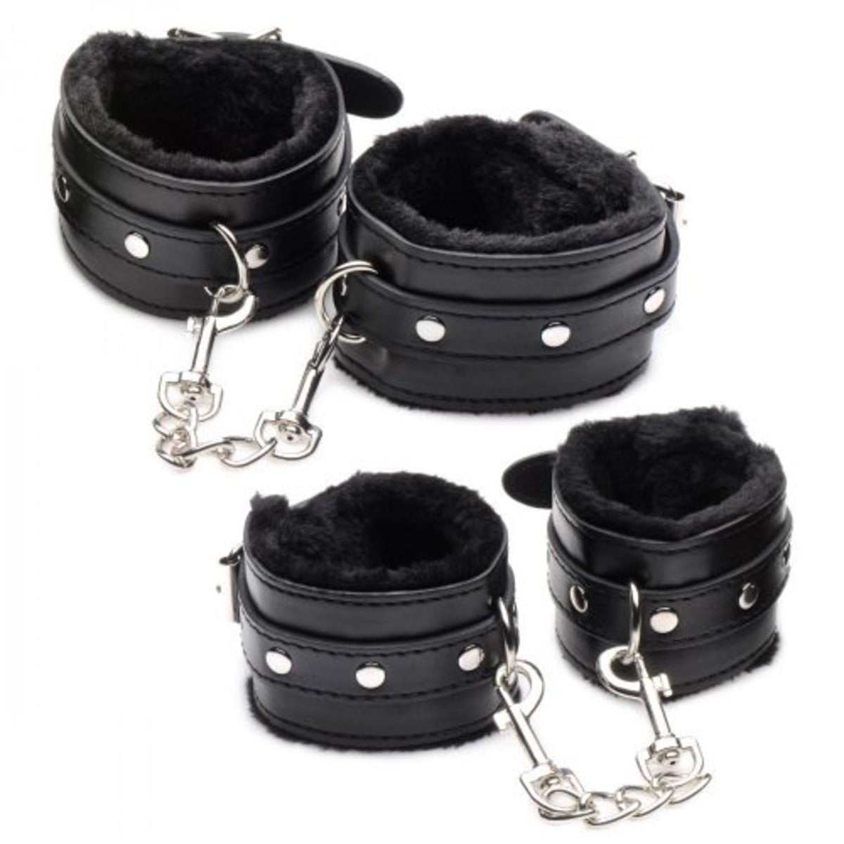 Handcuffs Master Series Hook Up 10 Piece Plush Bondage Set Black   