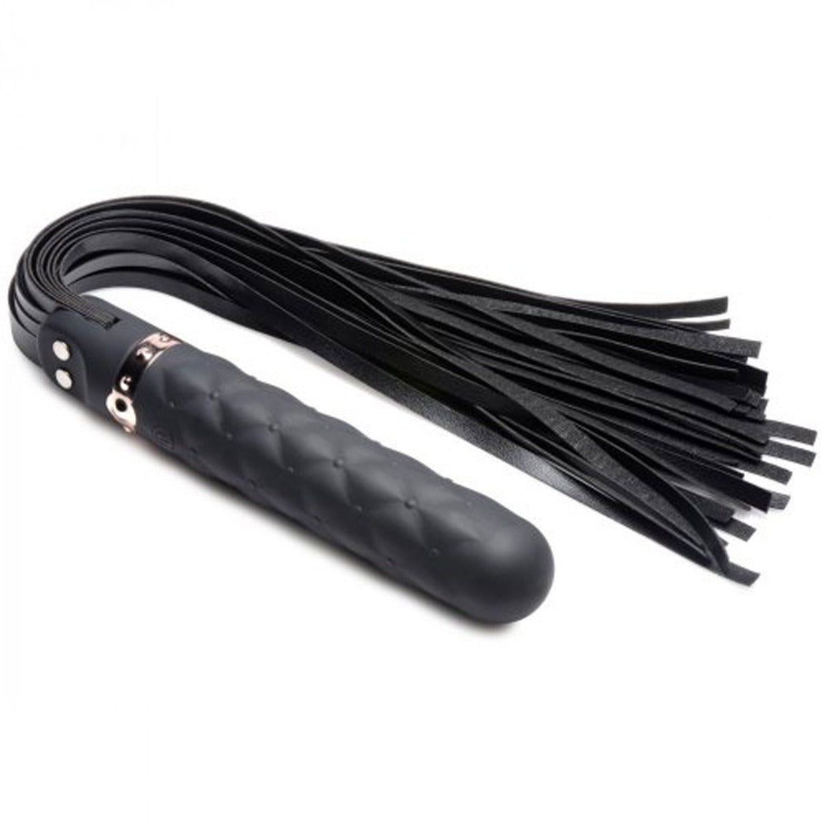 Whips & Paddles Master Series Vibra-Lasher 9X Black Vibrating Silicone Dildo Flogger   