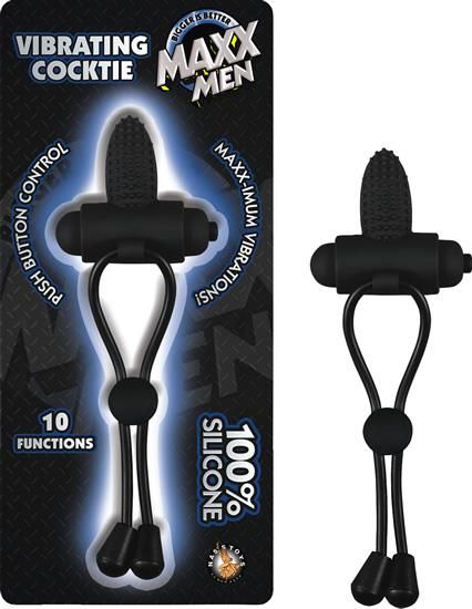 Vibrating Cock Rings Maxx Men Vibrating Cocktie Black   