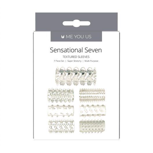 Penis Sleeves & Extenders Me You Us Sensational Seven Textured Sleeves Transparent Small   
