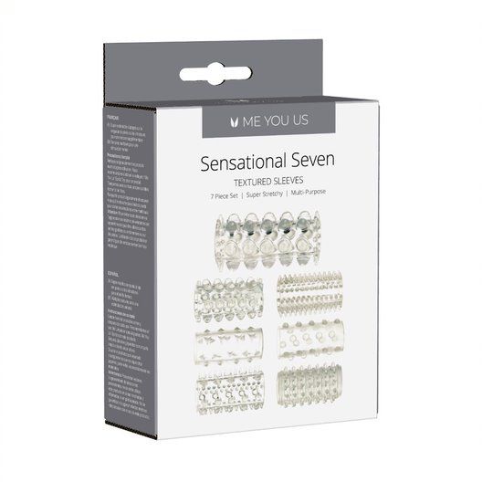 Penis Sleeves & Extenders Me You Us Sensational Seven Textured Sleeves Transparent Small   