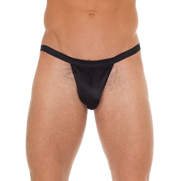 > Sexy Briefs > Male Mens Black GString With Black Pouch   