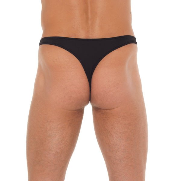 > Sexy Briefs > Male Mens Black GString With Metal Hoop Connectors   