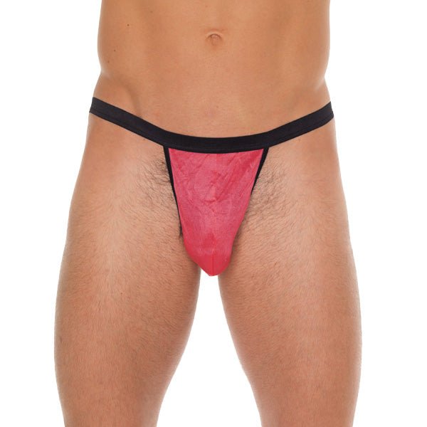 > Sexy Briefs > Male Mens Black GString With Pink Pouch   