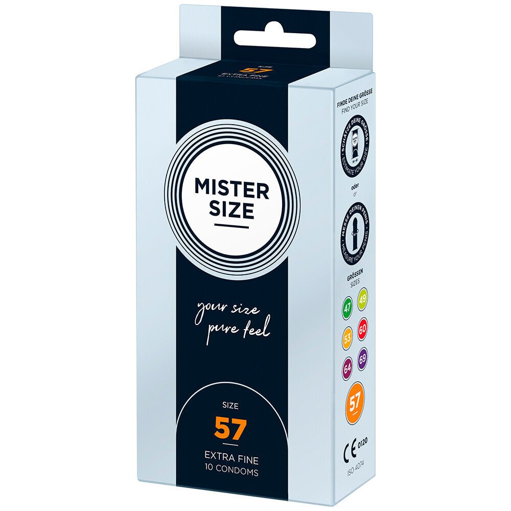 > Condoms > Natural and Regular Mister Size 57mm Your Size Pure Feel Condoms 10 Pack   