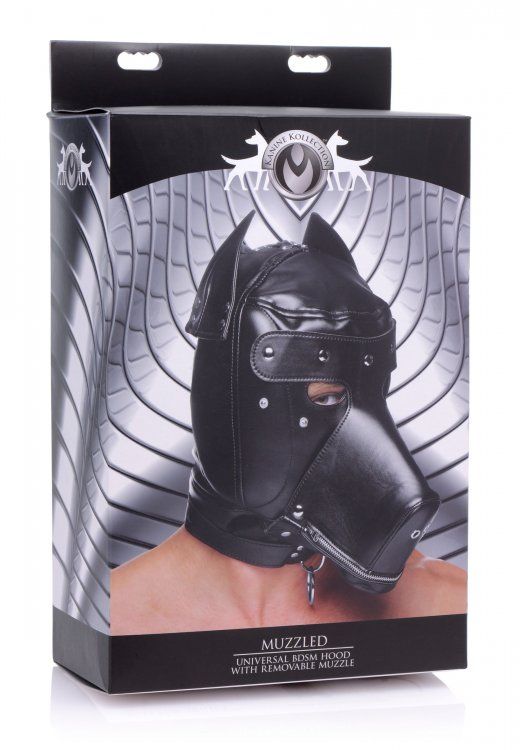 Masks Hoods & Blindfolds Muzzled Universal BDSM Hood with Removable Muzzle   