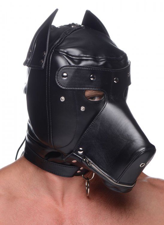 Masks Hoods & Blindfolds Muzzled Universal BDSM Hood with Removable Muzzle   