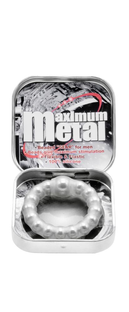 Cock & Ball Toys Nanma Maximum Metal 100% Silicone Beaded Cock Ring Silver   