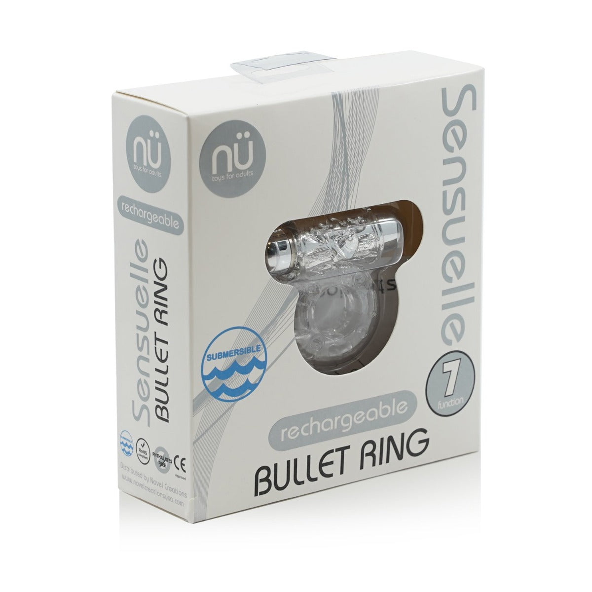 Vibrating Cock Rings SENSUELLE BULLET RING 7 FUNCTION COCKRING - CLEAR   