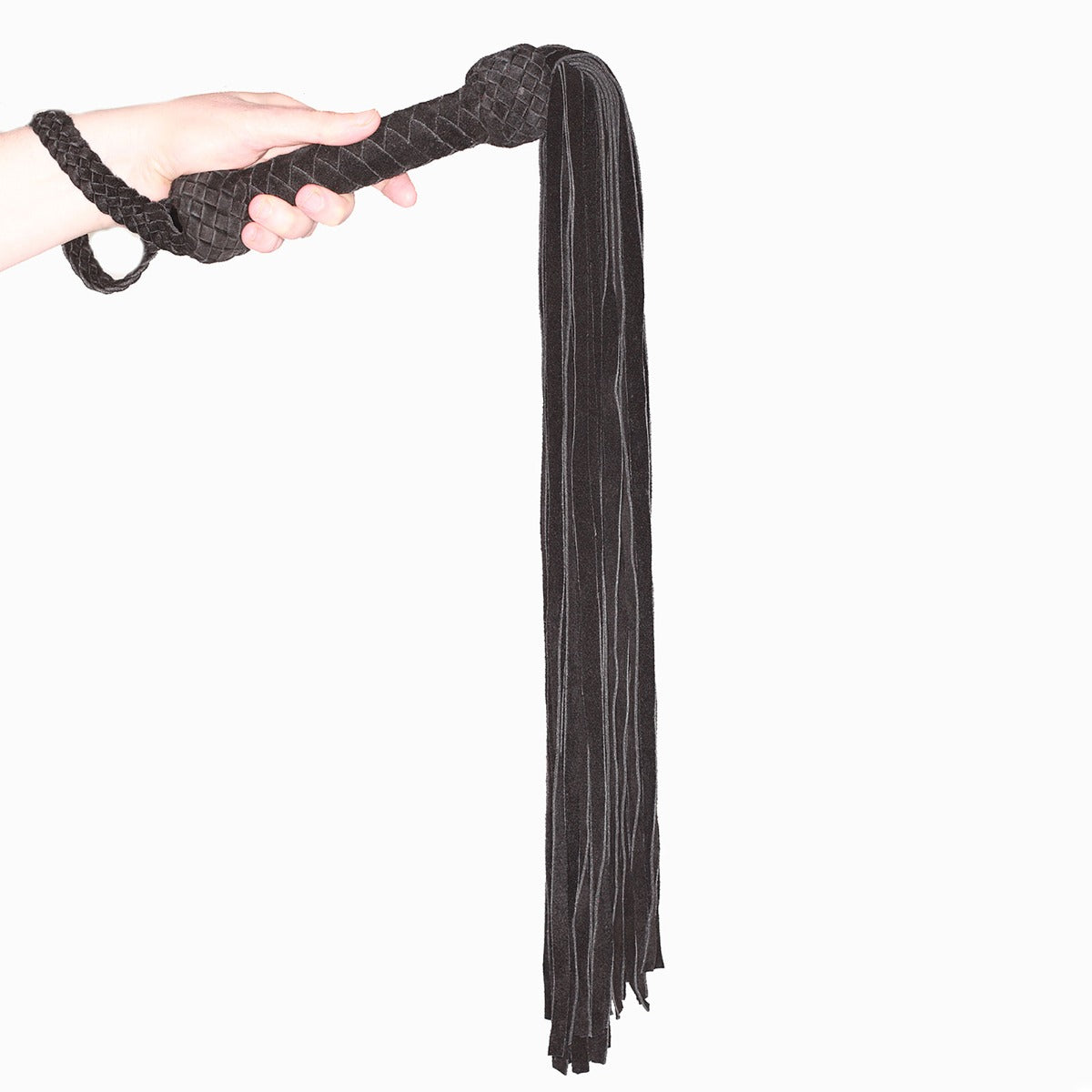 Whips & Paddles Prowler RED Leather Suede Flogger Black   