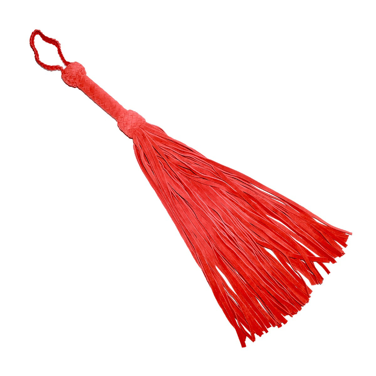 Whips & Paddles Prowler RED Leather Suede Flogger Red   