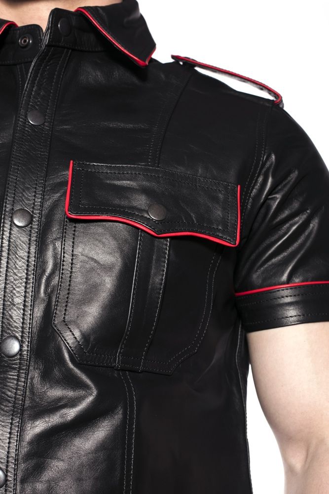 Fetish Wear - Shirts Prowler RED Police Shirt Piped Black/Red Xsmall   
