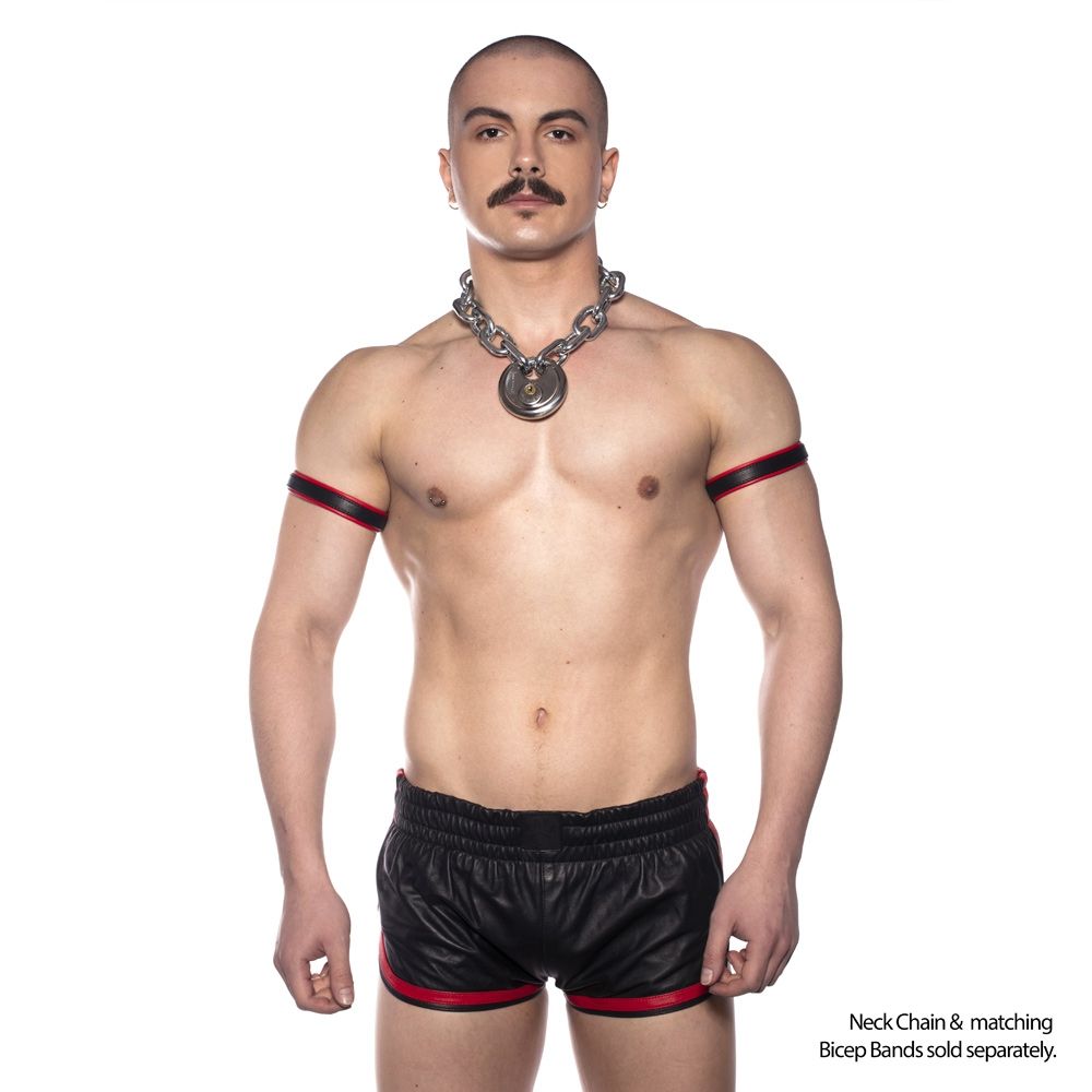 Fetish Wear - shorts Prowler RED Leather Sports Shorts Black/Red Large   