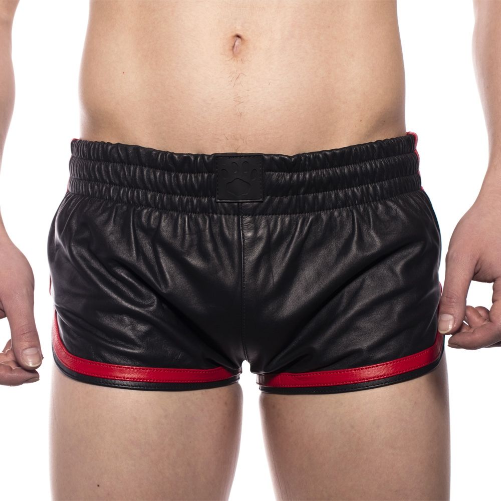 Fetish Wear - shorts Prowler RED Leather Sports Shorts Black/Red Small   