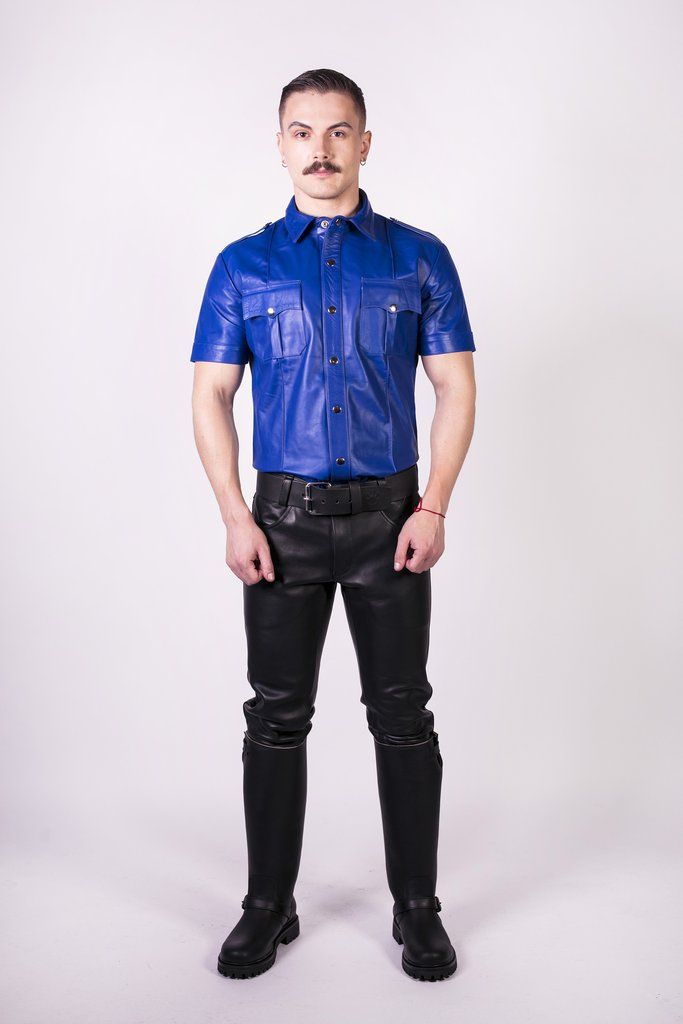 Fetish Wear - Shirts Prowler RED Slim Fit Police Shirt Blue Large   