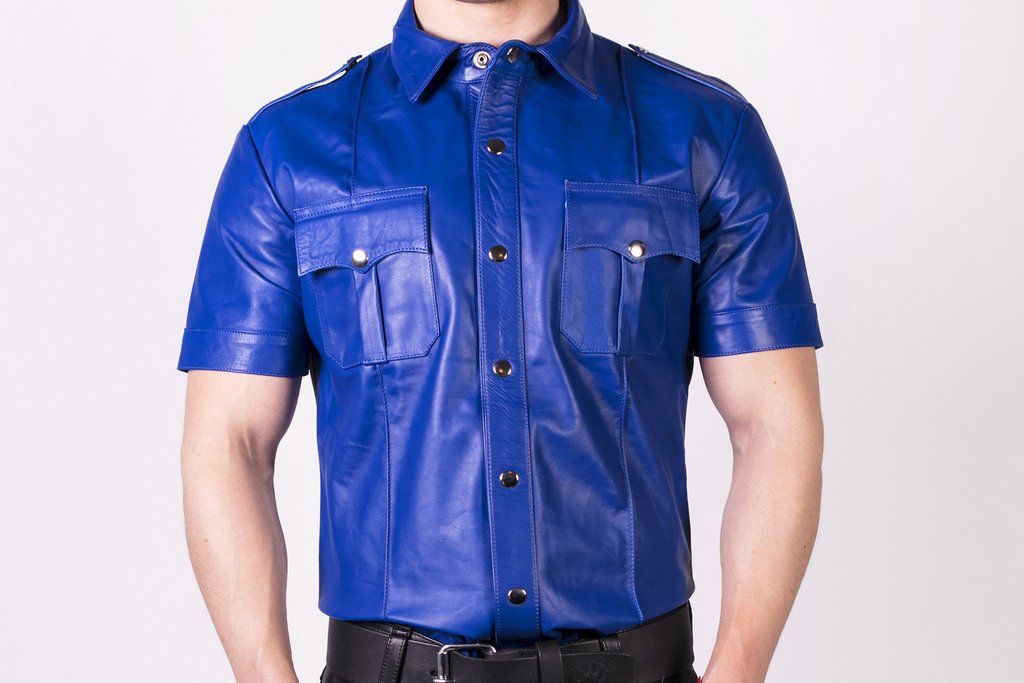 Fetish Wear - Shirts Prowler RED Slim Fit Police Shirt Blue Large   