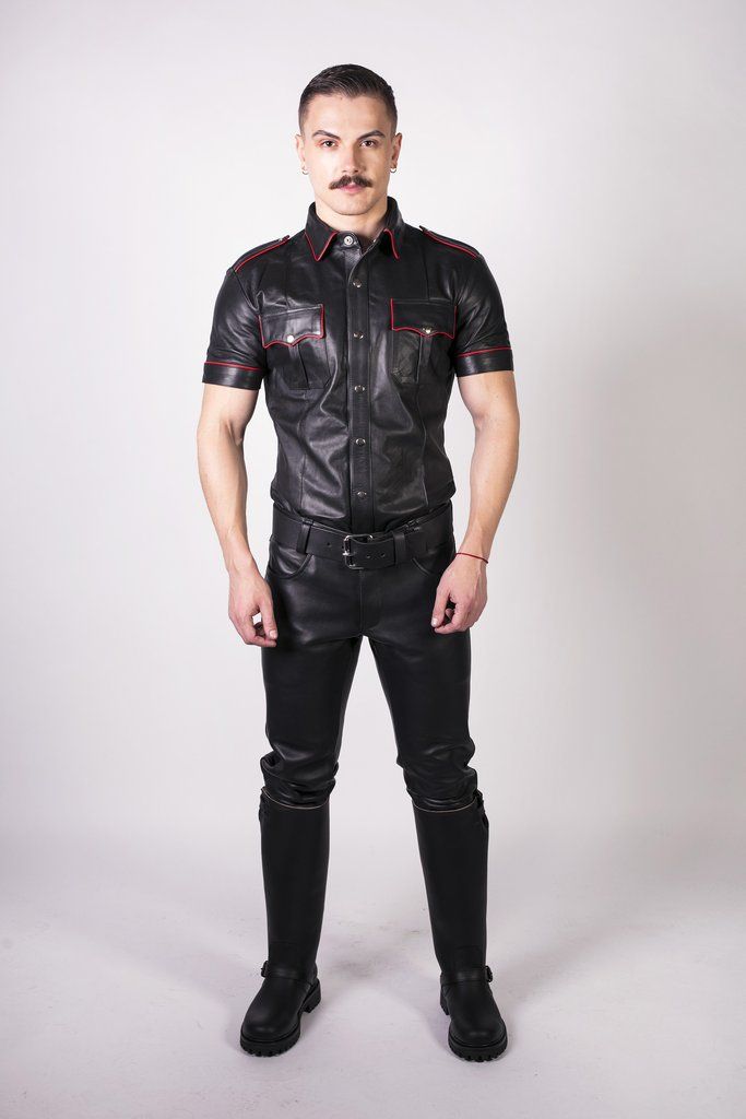Fetish Wear - Shirts Prowler RED Slim Fit Police Shirt Black/Red Small   