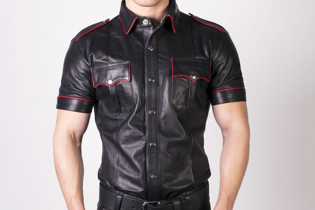 Fetish Wear - Shirts Prowler RED Slim Fit Police Shirt Black/Red Large   