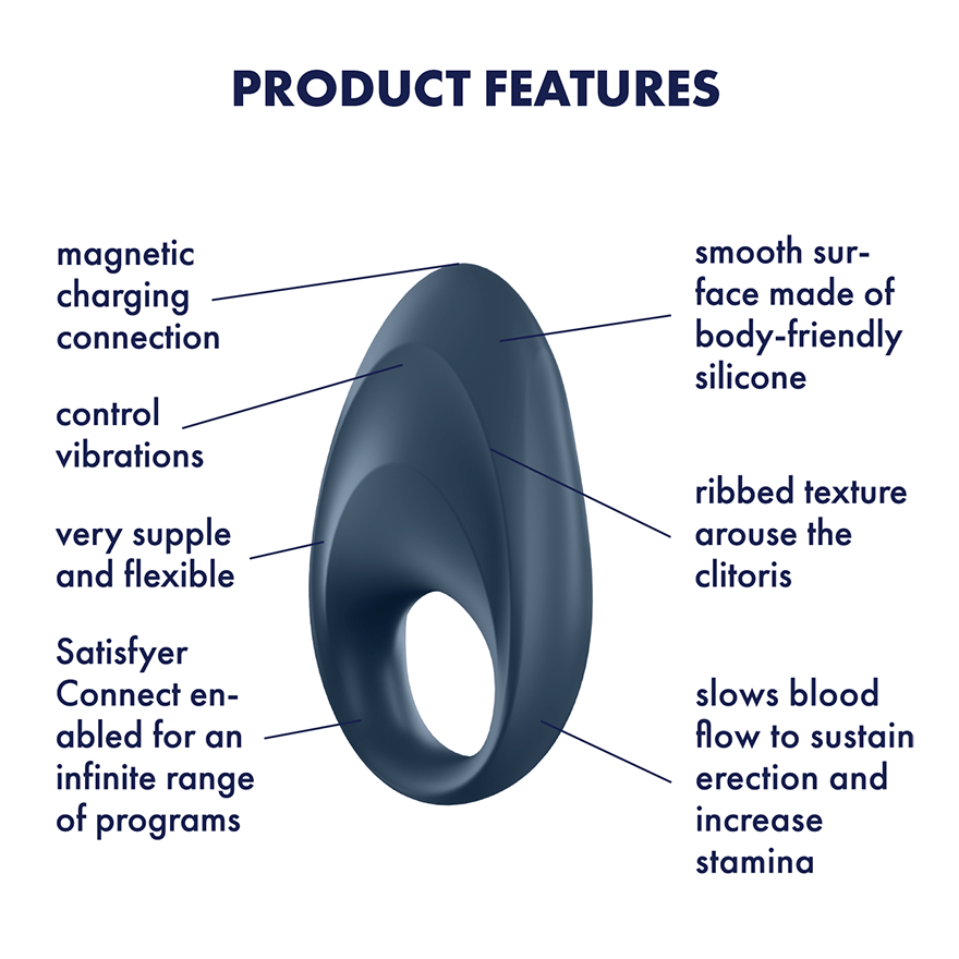 Vibrating Cock Rings Satisfyer Mighty One Ring Vibrator Blue   