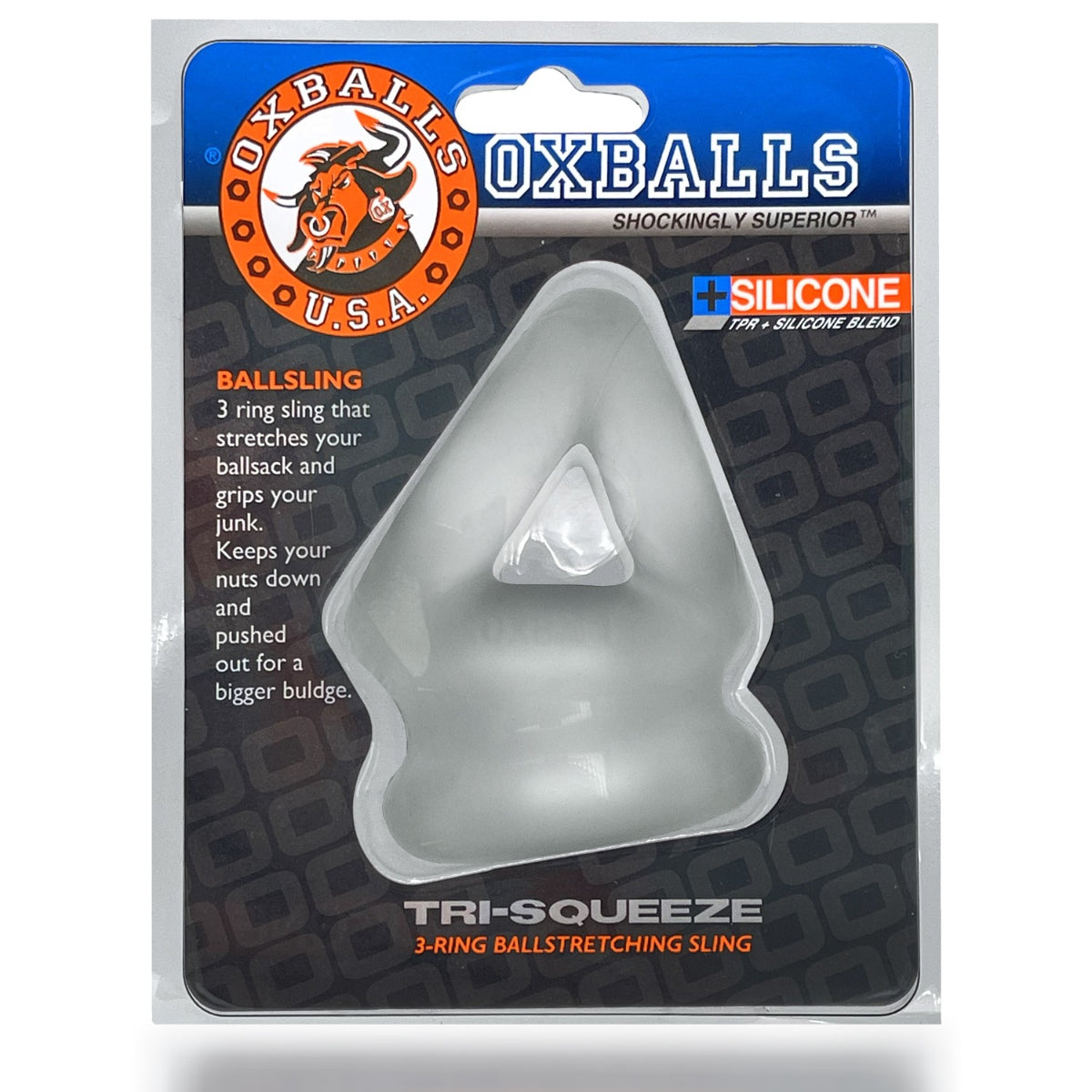 Cock & Ball Toys Oxballs Tri-Squeeze Cocksling & Ballstretcher Clear   