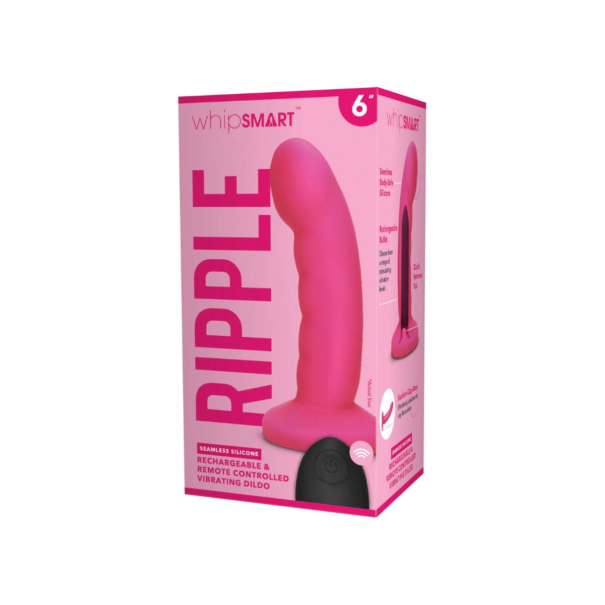 Suction Base Dildos Whipsmart 6 inch Curved Ripple Remote control Dildo - Hot Pink   