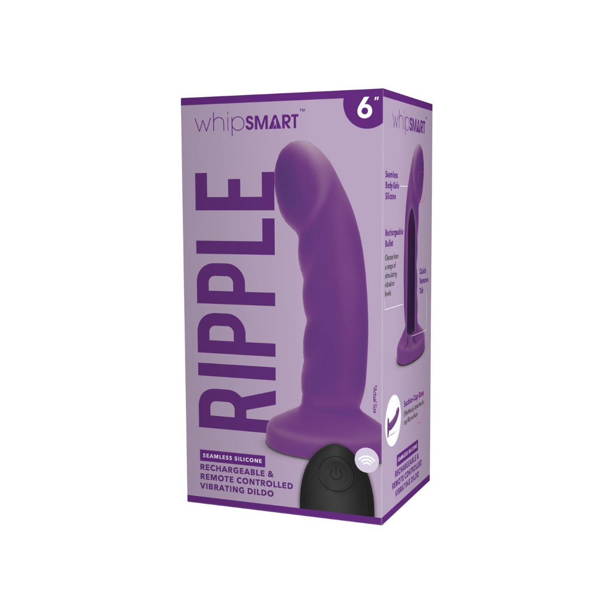 Suction Base Dildos Whipsmart 6 Inch Curved Ripple Remote Control Dildo - Purple   