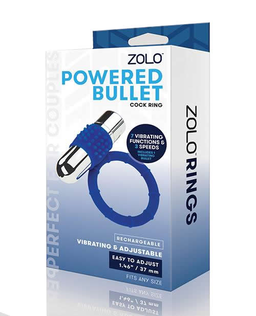 Vibrating Cock Rings Zolo POWERED BULLET COCK RING Blue   