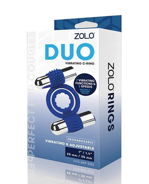 Vibrating Cock Rings Zolo DUO VIBRATING C-RING Blue   